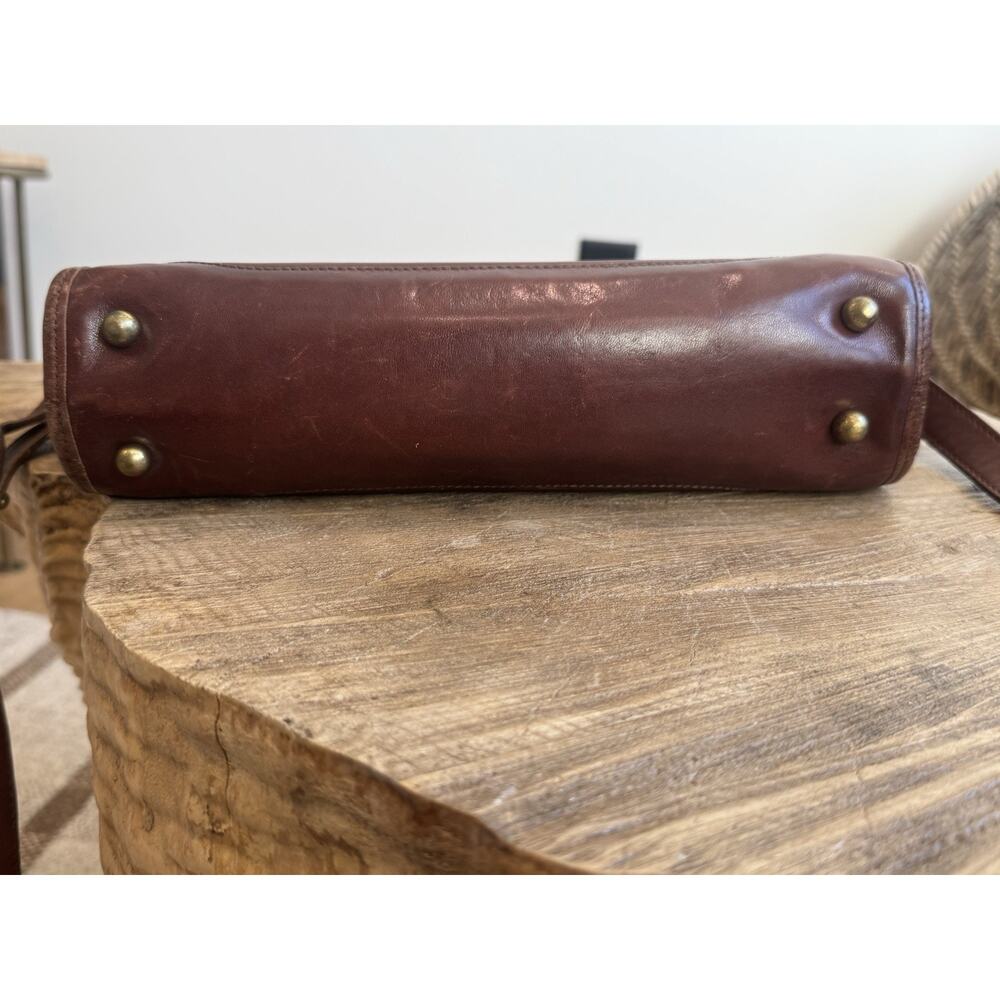 Vintage Brahmin Cognac Brown Leather Crossbody Zip Purse USA Classic Medium - Picture 5 of 15